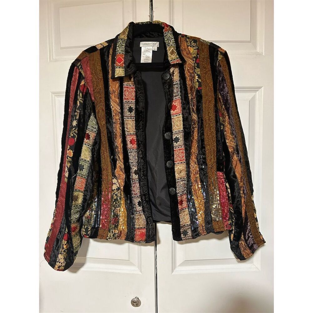 Coldwater Creek Women's Floral Sequin Jacket Size L Multicolor